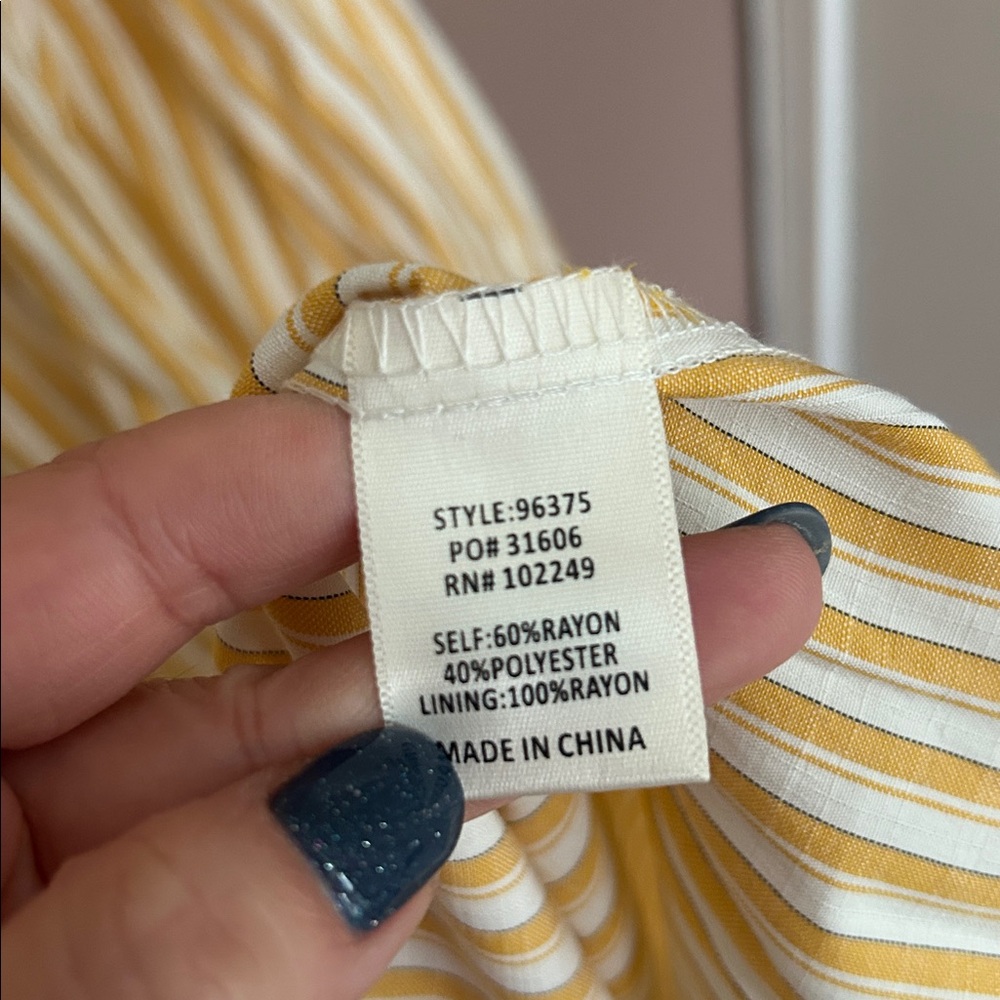 NWT Skies are Blue Yellow Stripes Tiered Halter Maxi Dress Size Small - Picture 14 of 15